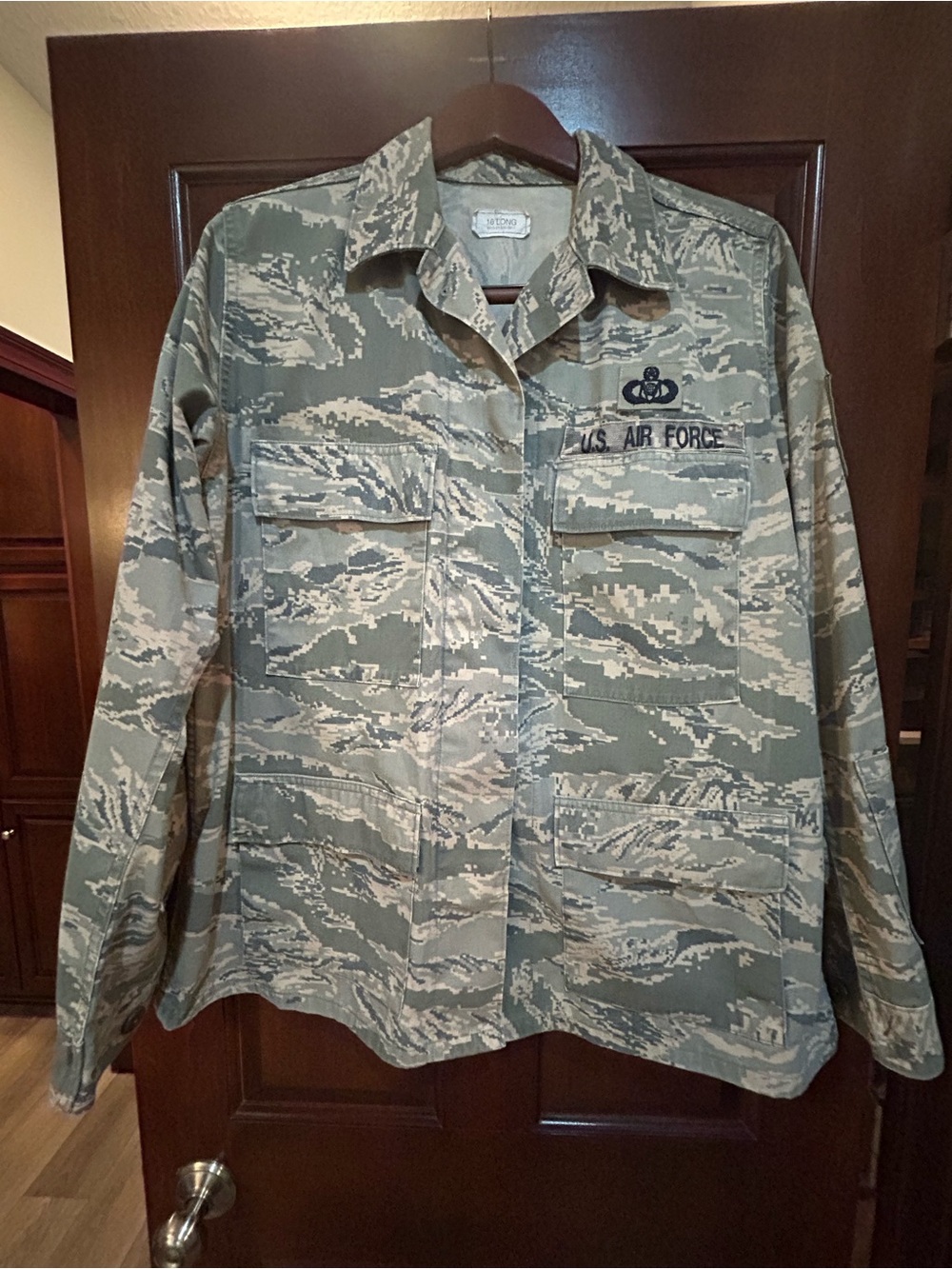 US Air Force ABU Tiger Stripe Camo Military Jacket Women’s 16 Long